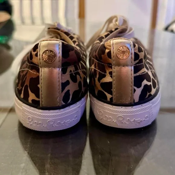Lilly Pulitzer Lux Hallie Leopard Animal Print Metallic Sneakers Women 6 - Picture 4 of 4
